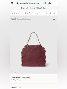 Stella McCartney Plum Falabella Mini Tote Bag